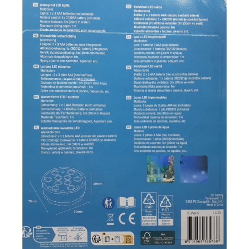 OŚWIETLENIE AKWARIUM LAMPKI DO BASENU 2 SZT WODOODPORNE IPX8 LED PILOT RGB