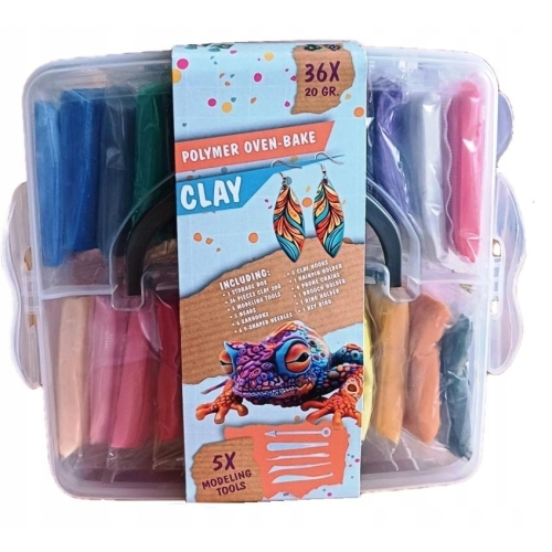 Zestaw glinki polimerowej DécoTime 131 elementów 36 x 20 g koraliki haczyki