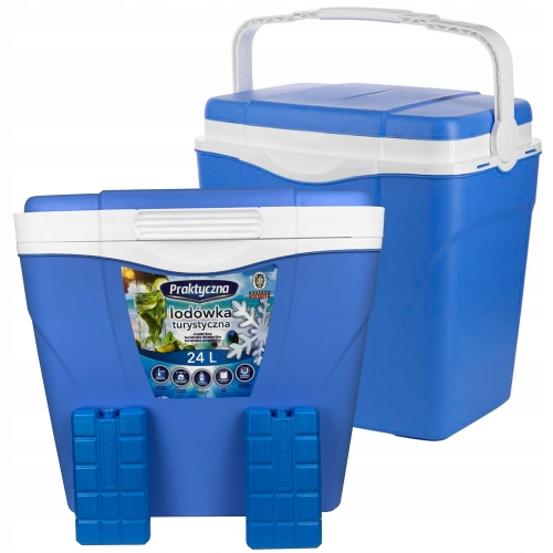 LODÓWKA TURYSTYCZNA SAMOCHODOWA 24L XXL + 2X WKŁADY 300 ML PRAKTYCZNA COOL