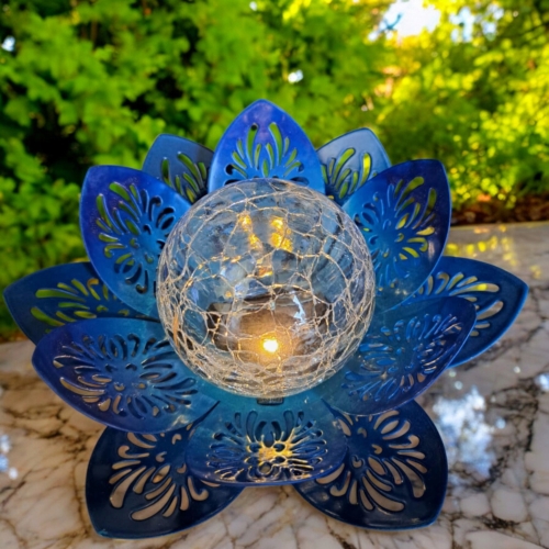 Lampka ogrodowa Solar czujnik zmierzchu szkło metal 17 x 9,5 multikolor N