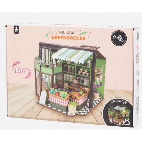 Miniaturowy domek DIY światło LED Crafts&Co wiele godzin zabawy KSIĘGARNIA