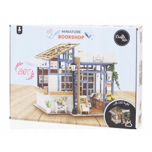 Miniaturowy domek DIY światło LED Crafts&Co wiele godzin zabawy KSIĘGARNIA