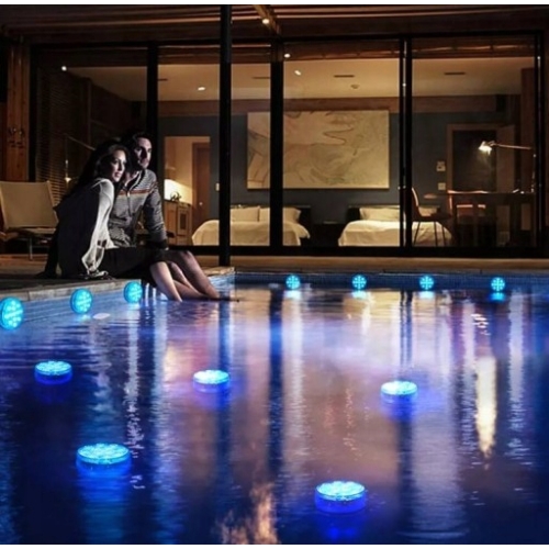 WODOODPORNA LAMPKA 10 LED RGB PILOT AKWARIUM BASEN STAW JACUZZI 2 SZTUKI
