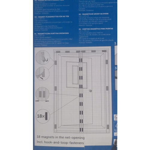 MOSKITIERA 100 x 210 cm MAGNETYCZNA DRZWIOWA SIATKA NA KOMARY OWADY CZARNA