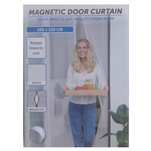 MOSKITIERA 100 x 210 cm MAGNETYCZNA DRZWIOWA SIATKA NA KOMARY OWADY CZARNA