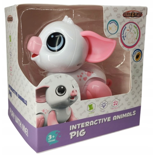 Interaktywny chodzący robot Pig Gear 2 Play Świnka biało różowa
