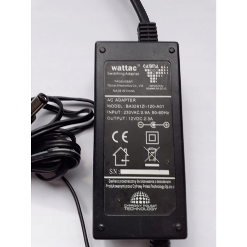 ORYGINALNY ZASILACZ WATTAC CYFROWY POLSAT 12V 2,3A BA0281ZI-120-A01