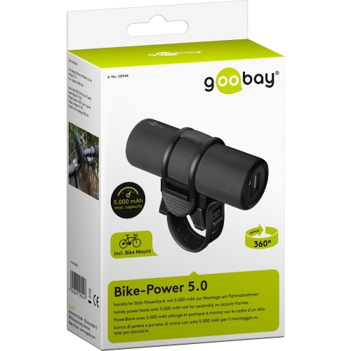PowerBank na rower z latarką LED i uchwytem Goobay 5000 mAh