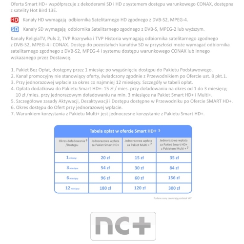 SMART HD+ karta 1m i dekoder Technisat Digit CDe Plus FL